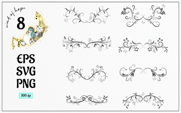Calligraphic Swirl Flower Set: Elevating Digital Design with Timeless Elegance