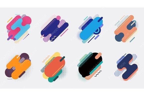 Mastering Visual Balance with Set of Rounded Lines Geometric Elements